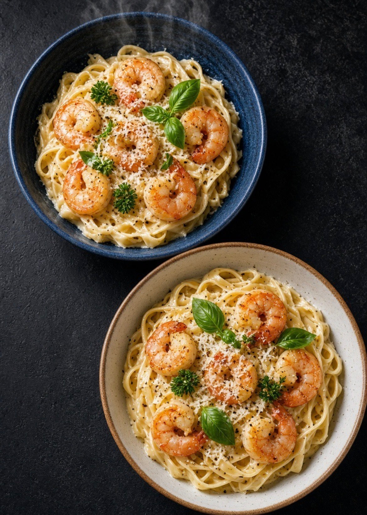 Garlic Prawn Alfredo Pasta